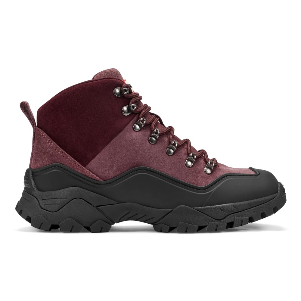 Hunter Women's Burgundy and Black Hiking-Style Winter Boot - Picture 2 of 12